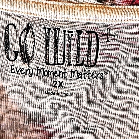 Go Wild 2x Pink And White Floral Long Sleeve Top - Picture 2 of 4